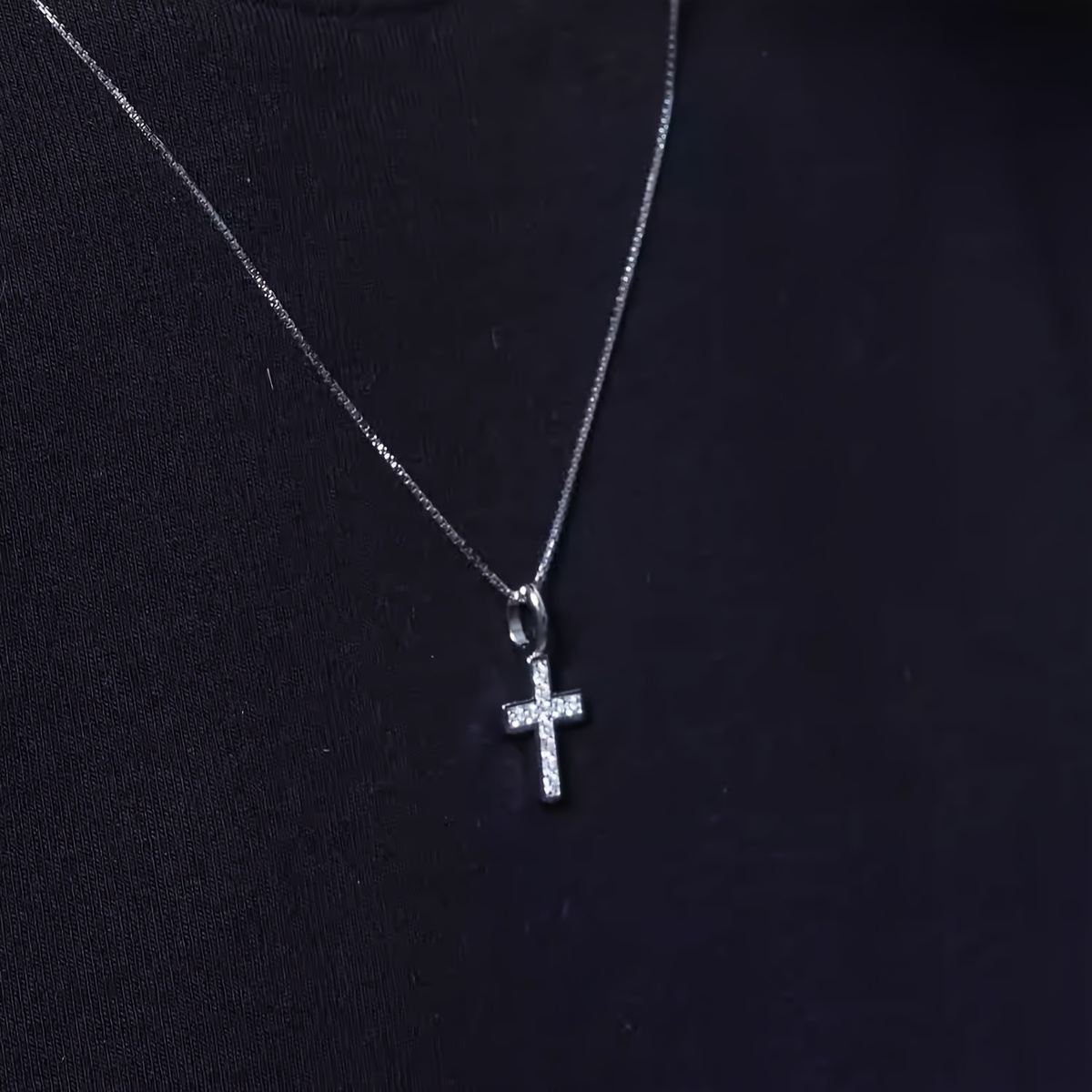 Mini Synthetic Cubic Zirconia Cross Pendant Necklace